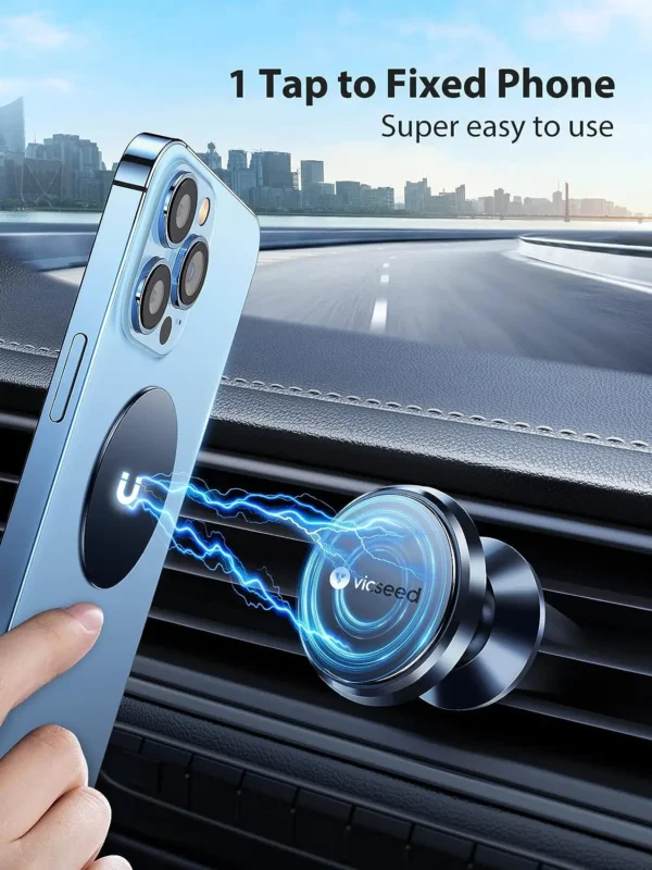 VICSEED Upgraded Magnetic Car Phone Holder: Safe & Easy One-Touch Mount